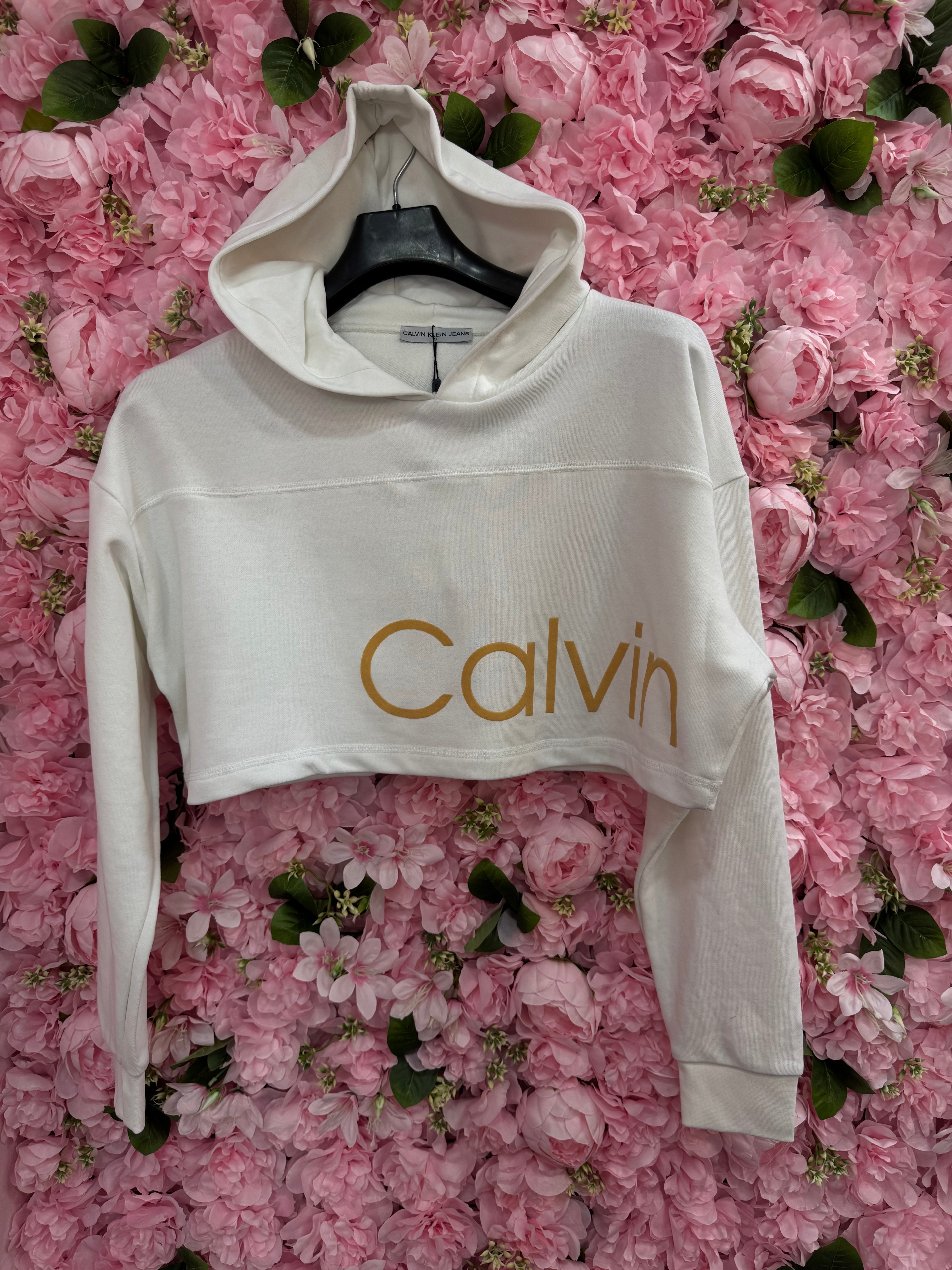 Crop Φούτερ Calvin λευκό
